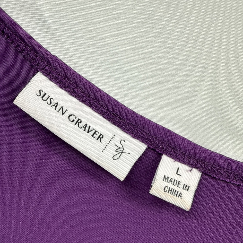 Susan Graver Women's Tunic Top Size Large Colorblock Purple Blue Long Sleeves - Picture 2 of 7